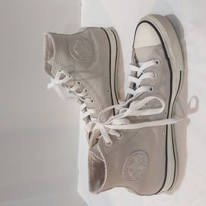 Converse Leather High Top Shoes Women's 9 / Mens 7 Color Light Stone/Light Bone